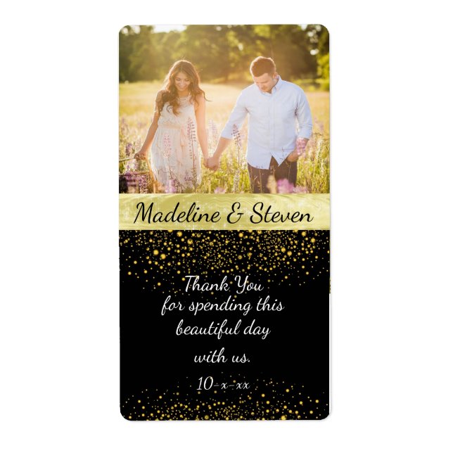 Wedding Wine, Gold Confetti, Custom Photo (Front)