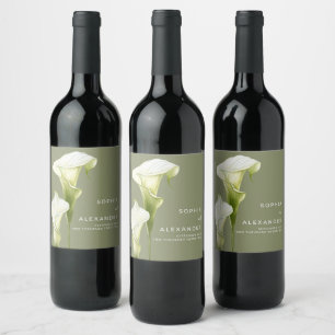 Wedding  Wine Label "Delicate Calla Lilies"