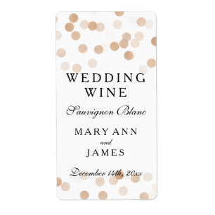 Wedding Wine Label Faux Copper Foil Glitter Lights