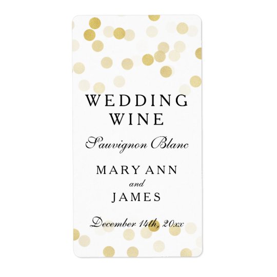 Wedding Wine Label Faux Gold Foil Glitter Lights Shipping Label