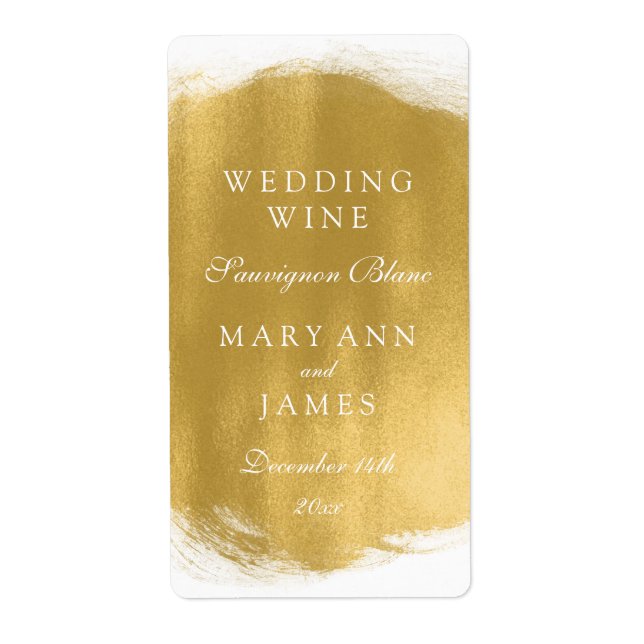 Wedding Wine Label Gold Paint Look (Front)