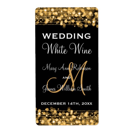 Wedding Wine Label Party Sparkles Gold Shipping Label
