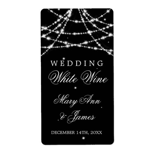 Wedding Wine Label Sparkling String Black Shipping Label
