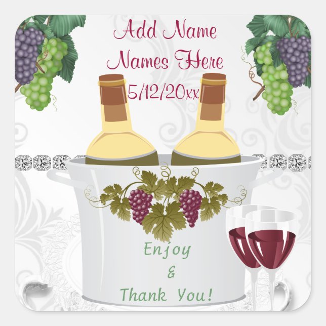 WEDDING Wine Label Stickers for FAVORS (Front)
