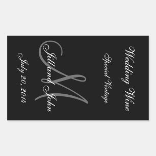 Wedding Wine Label with Monogram, Names and Date