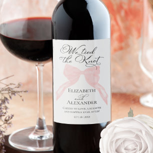 Wedding Wine Labels   We Are Tying The Knot Bow