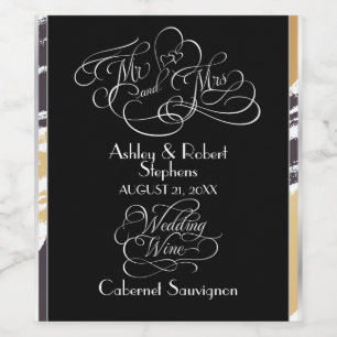 Wedding Wine   Modern Paint Strokes and Typography Wine Label