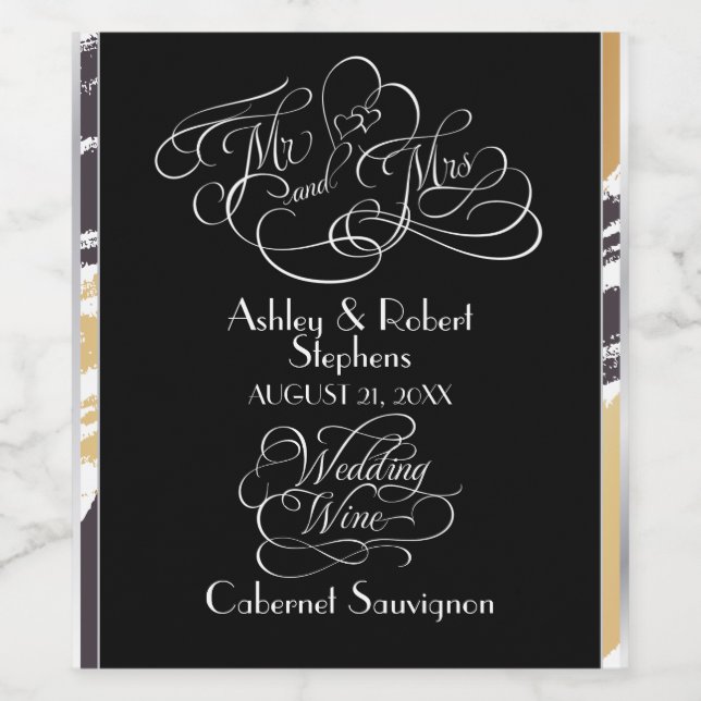Wedding Wine | Modern Paint Strokes and Typography Wine Label (Single Label)