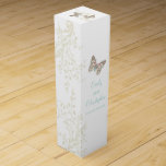 Wedding wine personalise two butterflies wine box<br><div class="desc">Beautiful graphic art of two butterflies painted lady with a swallowtail with a floral swirl wedding wine box in teal, brown, cream, white and pink. Modern wedding design part of the butterflies wedding stationary set. Ideal to give wine out to your guests at a wedding as a thank you, to...</div>