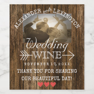 Wedding Wine   Personalised Rustic Country Photo Label