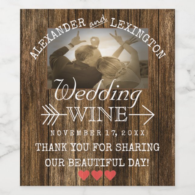 Wedding Wine | Personalised Rustic Country Photo Label (Single Label)