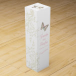 Wedding wine personalised two butterflies wine box<br><div class="desc">Beautiful graphic art of two butterflies painted lady with a swallowtail with a floral swirl wedding wine box. Modern wedding design part of the butterflies wedding stationary set. Ideal to give wine out to your guests at a wedding as a thank you, to give as a gift at a bridal...</div>