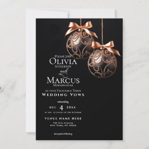 WEDDING   Winter Rose Gold Onyx Baubles  Invitation