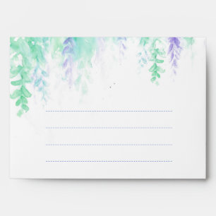 Wedding winter vine cascade blue green envelope