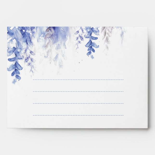 Wedding winter vine cascade blue grey place  envelope (Front)