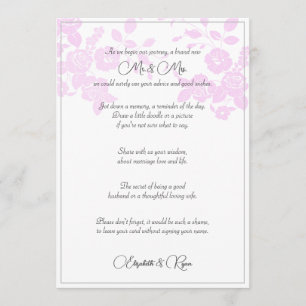 Wedding Wishes Love and Life Advice Card