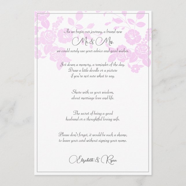 Wedding Wishes Love and Life Advice Card (Front)