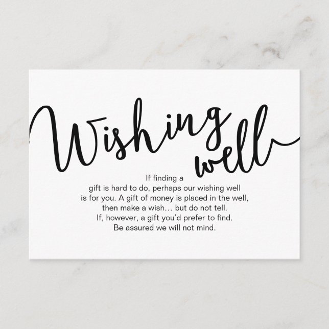 Wedding Wishing Well, Black Script Enclosure Card (Front)