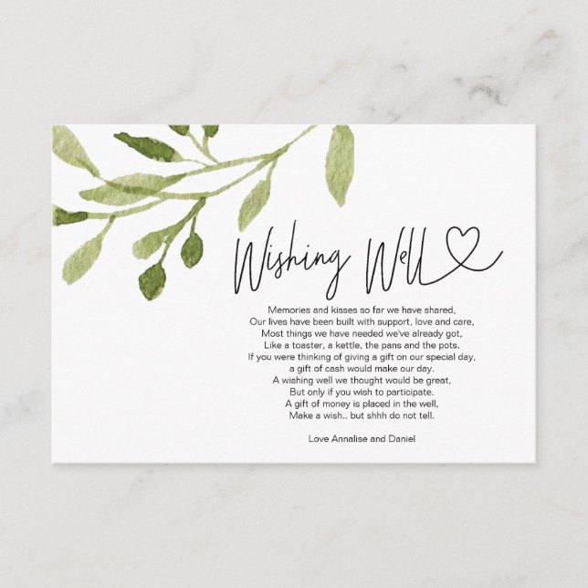 Wedding Wishing Well For Outdoor Summer Marriage Enclosure Card (Front)