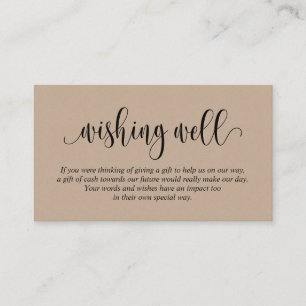 Wedding Wishing Well, Modern Script Brown Kraft Enclosure Card