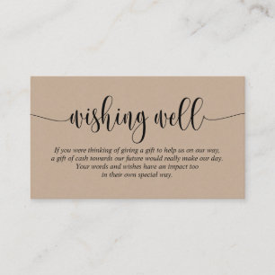 Wedding Wishing Well, Modern Script, Brown Kraft Enclosure Card