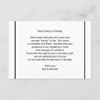Wedding Wishing Well Monetary Custom Cards
