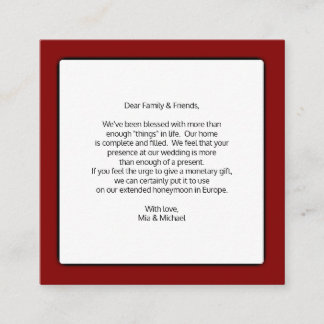Wedding Wishing Well Money Gifts Enclosure Card