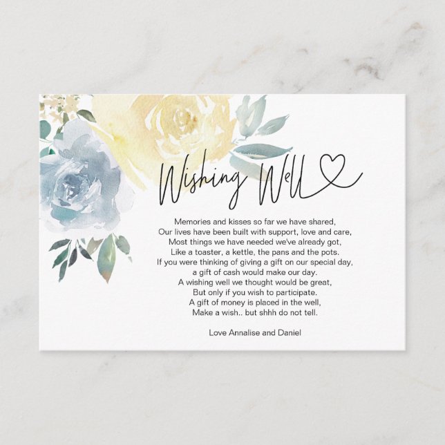Wedding Wishing Well Note on Gifts Floral Enclosure Card (Front)