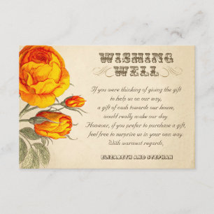 wedding wishing well vintage orange roses enclosure card