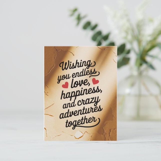 Wedding Wishing You Endless Love Happiness  Holiday Card (Standing Front)
