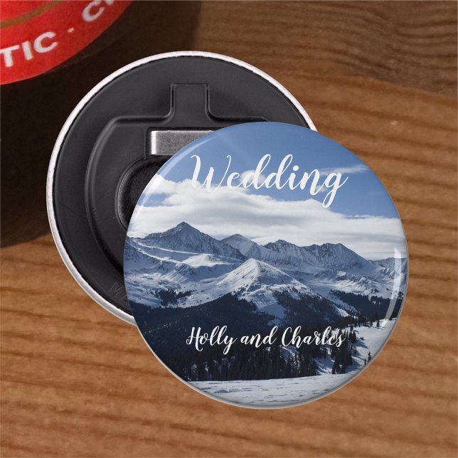 Wedding with Atmospheric Snowy Mountains Theme Bottle Opener (Creator Uploaded)