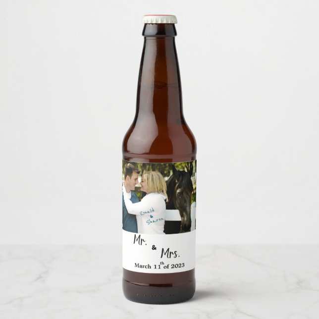 Wedding with Photo   Beer Bottle Label (Front)
