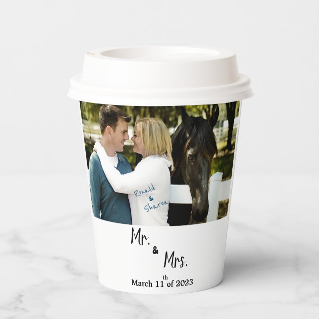Wedding with Photo  Paper Cups (Back)