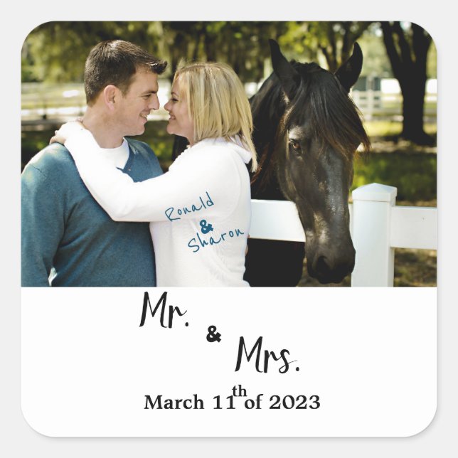 Wedding with Photo   Square Sticker (Front)