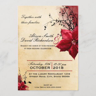 Wedding With Red flowers Invitation