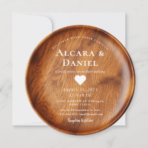 Wedding Wood Cut Unique Custom Invitation