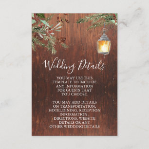Wedding Wood Pine Christmas Details Enclosure Card