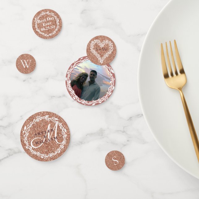 Wedding Woodsy Elegant Rose Gold Add Your Photo Confetti (Group)
