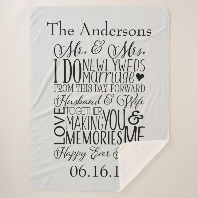 Wedding Word Art Collage Sherpa Blanket (Front)