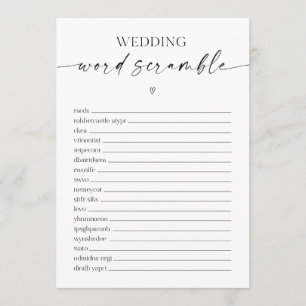 Wedding Word Scramble Bridal Shower Game Programme
