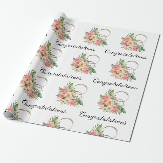 Wedding Wrapping Paper Flat Sheet Set of 3 (Unrolled)