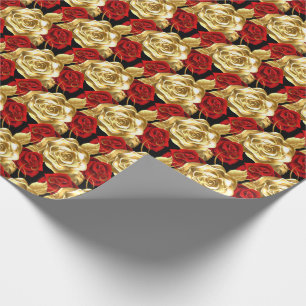 Wedding Wrapping Paper-Gold Roses Wrapping Paper