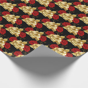 Wedding Wrapping Paper-Gold Roses Wrapping Paper