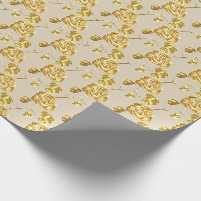 Wedding Wrapping Paper-Gold Roses Wrapping Paper (Corner)