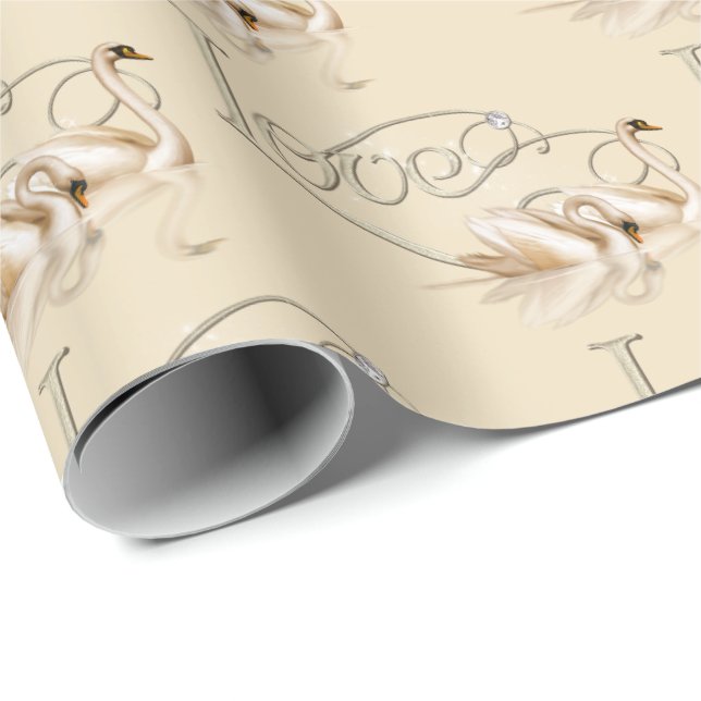 Wedding Wrapping Paper-Love Swans Wrapping Paper (Roll Corner)