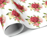 Wedding Wrapping Paper-Roses Wrapping Paper<br><div class="desc">Wrapping paper shown with a lovely pink roses print on a white background colour. Glossy paper shown.
Customise this item or buy as is.</div>