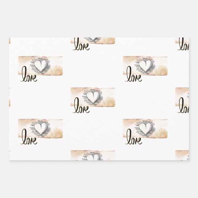 Wedding wrapping paper set for gifts and shower (Front)