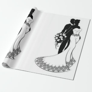 Wedding wrapping paper white and black