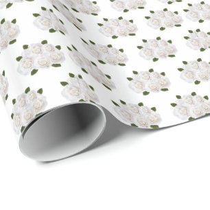Wedding Wrapping Paper-White Roses Wrapping Paper