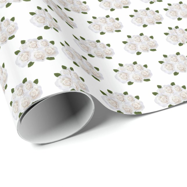 Wedding Wrapping Paper-White Roses Wrapping Paper (Roll Corner)
